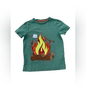Mini Boden Size 7-8 Campfire Flip Sequin Appliqué Short Sleeve Tee